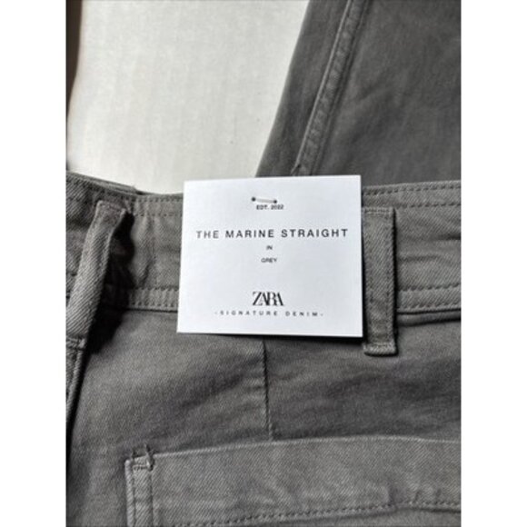 New Zara Grey The Marine Straight Wide Leg Pants Size 34 US Size 2 - Picture 6 of 6